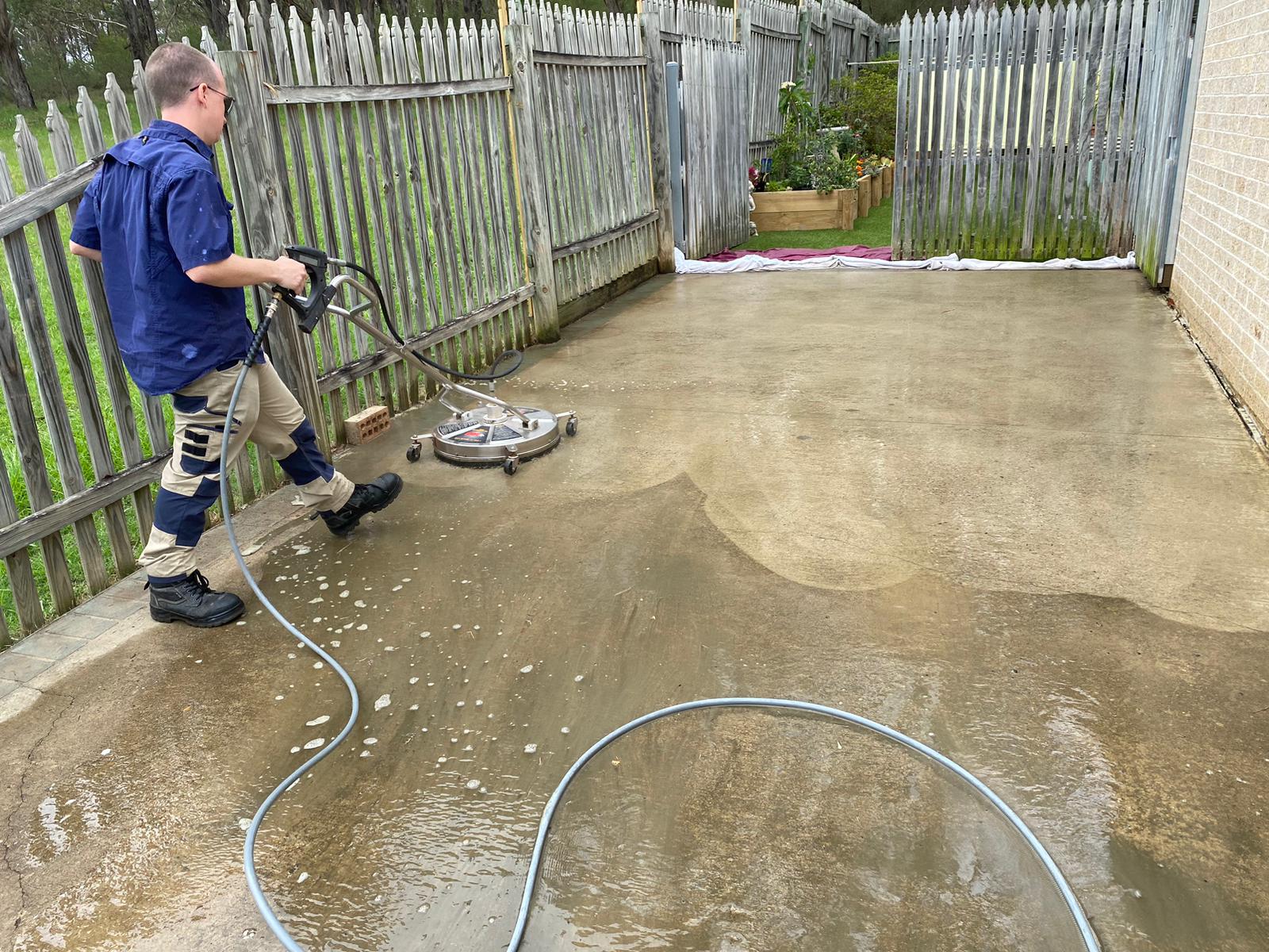Cleaning a driveway